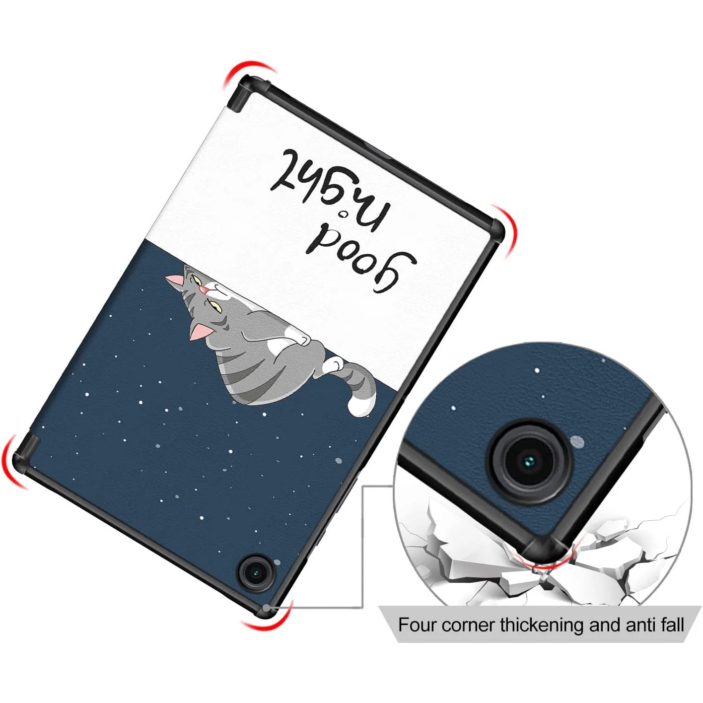 Husa Sigloo pentru tableta Lenovo Tab 10.1" 2025 TB311 – Slim, Tri-Fold Magnetic, Piele Ecologica, Stand Reglabil, – model Lazy Cat