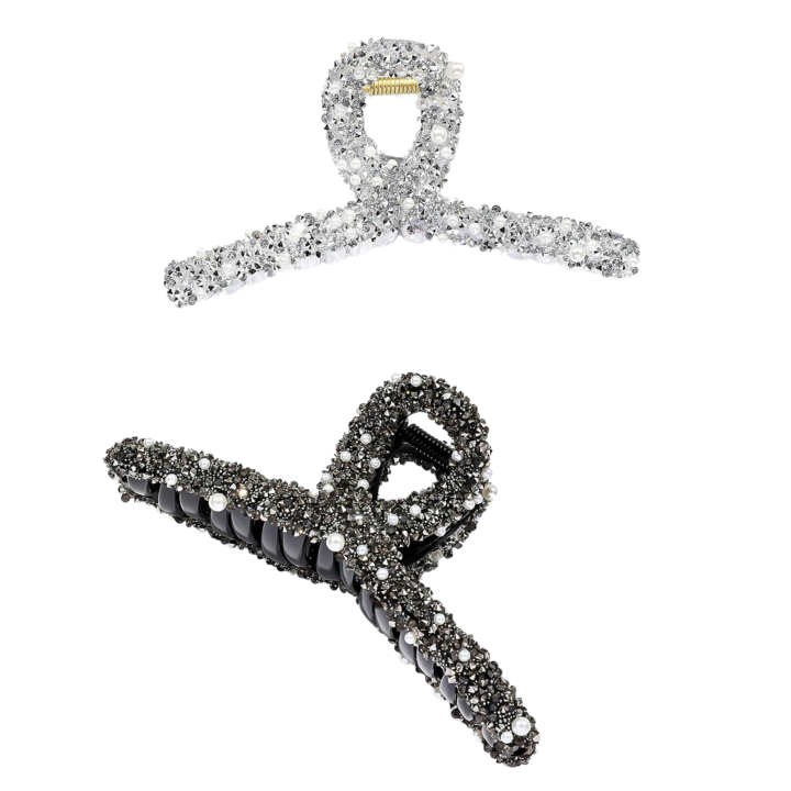 2 db-os hajcsat fényes kövekkel, 6x11 cm