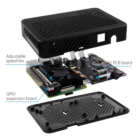 Carcasa DeskPi Lite pentru Raspberry Pi 4 Model B cu placa de ...