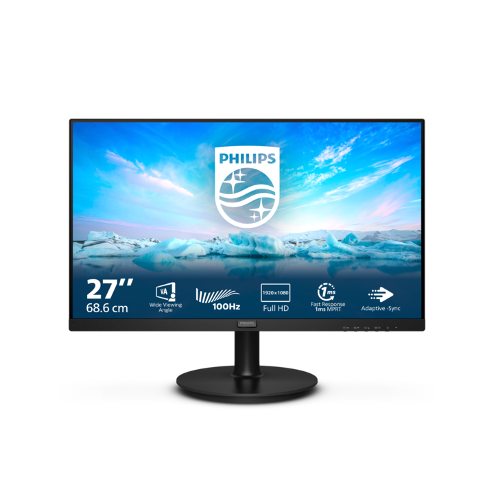 Monitor Philips LED VA 27", FHD, 100 Hz, 1 ms MPRT, HDMI, FlickerFree, alacsony kék, hangszórók, fekete, 271V8LAB
