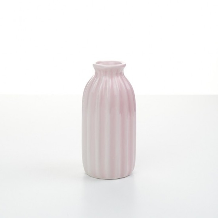 Декоративна ваза за цветя, Керамика, 12,5x6x6 см, Розова