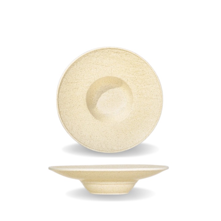 Farfurie adanca, portelan, rotunda, Bej mat, 27.5 cm, imitate piatra, pentru supa, pasta, WILMAX SANDSTONE