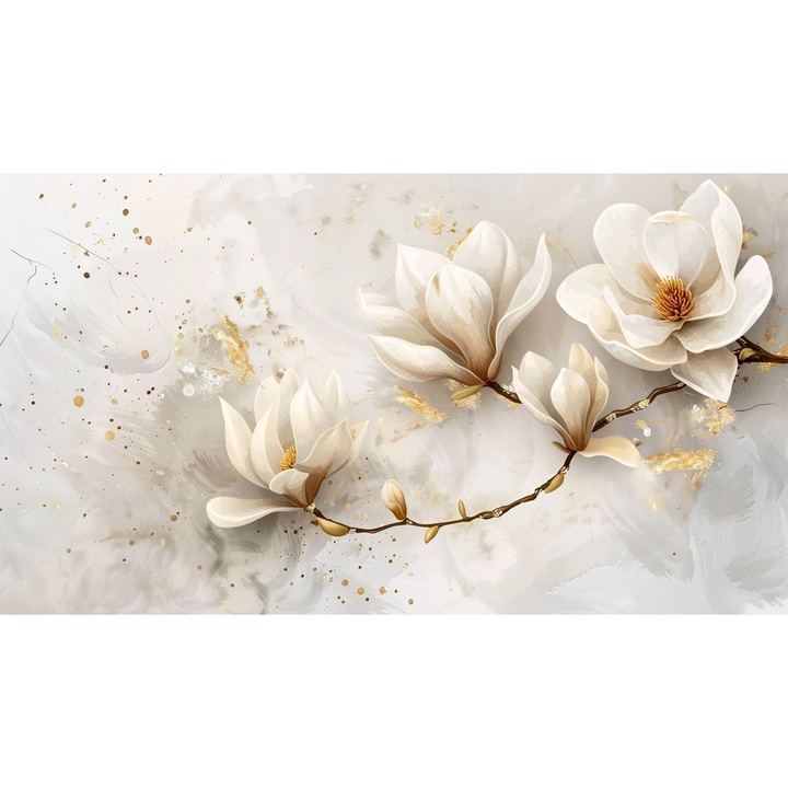 Tablou Canvas Magnolie inflorita, gold regala, 90 x 50 cm