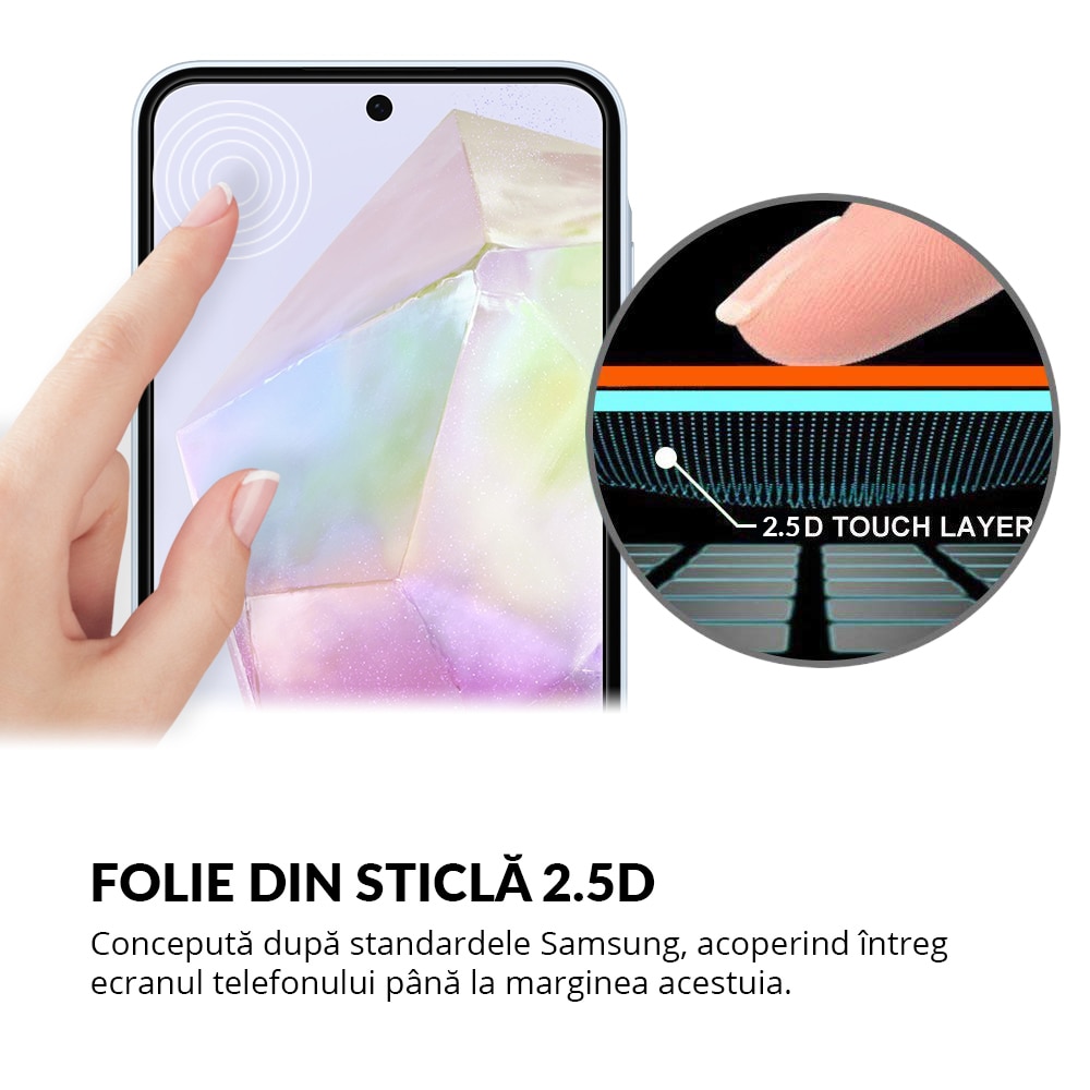 Folie Sticla Dr.Shield, Compatibil Samsung Galaxy A35 5G, Full Glue, Protectie Profesionala 2.5D