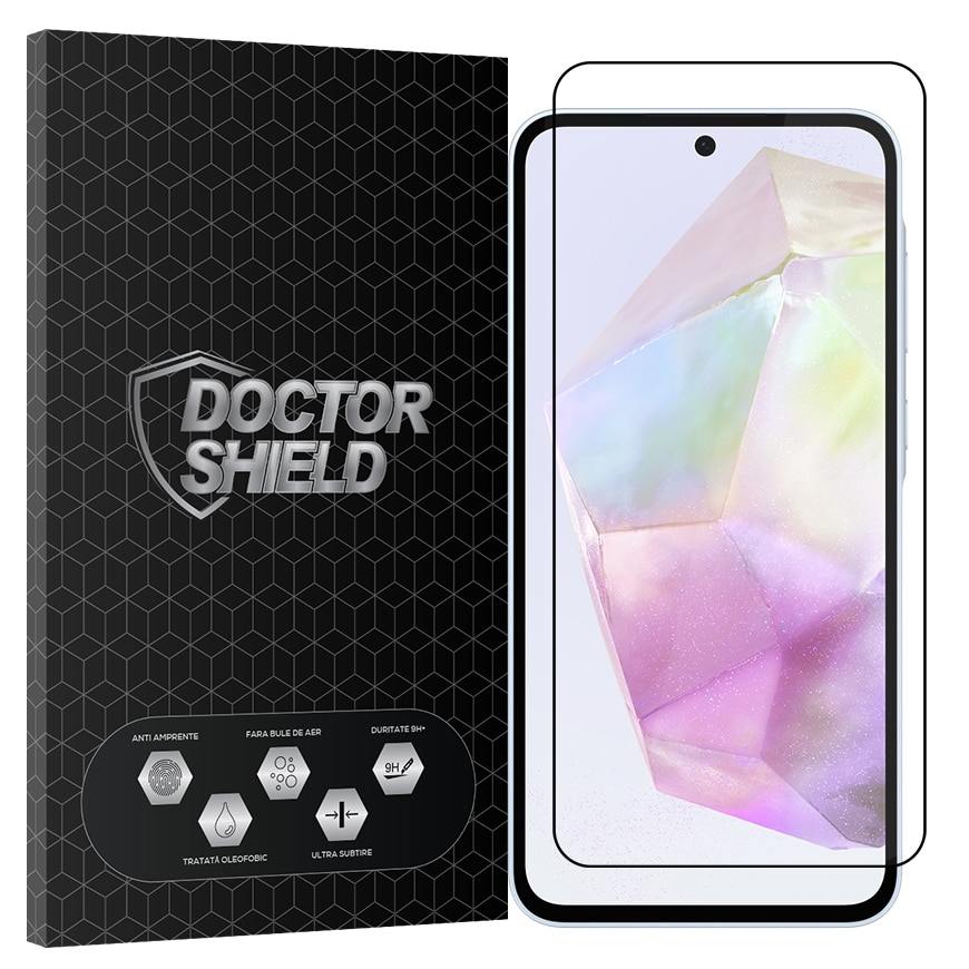 Folie Sticla Dr.Shield, Compatibil Samsung Galaxy A35 5G, Full Glue, Protectie Profesionala 2.5D