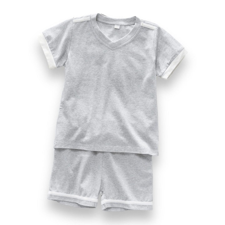Къси панталонки и тениска, детски - сиви, Сив