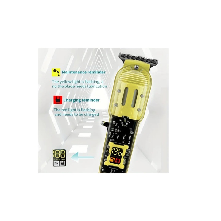 Aparat de tuns multifunctional JRH, 3 IN 1, autonomie 50 minute, galben transparent