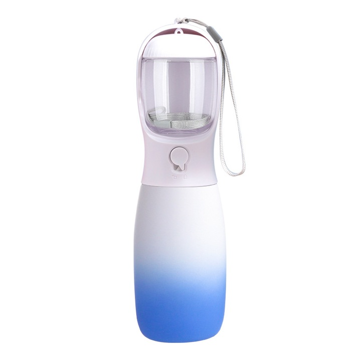 Cana portabila 2 in 1 cu mancare pentru caini cu capacitate mare de 550 ml, cadou pentru ziua cainelui (alb + albastru)