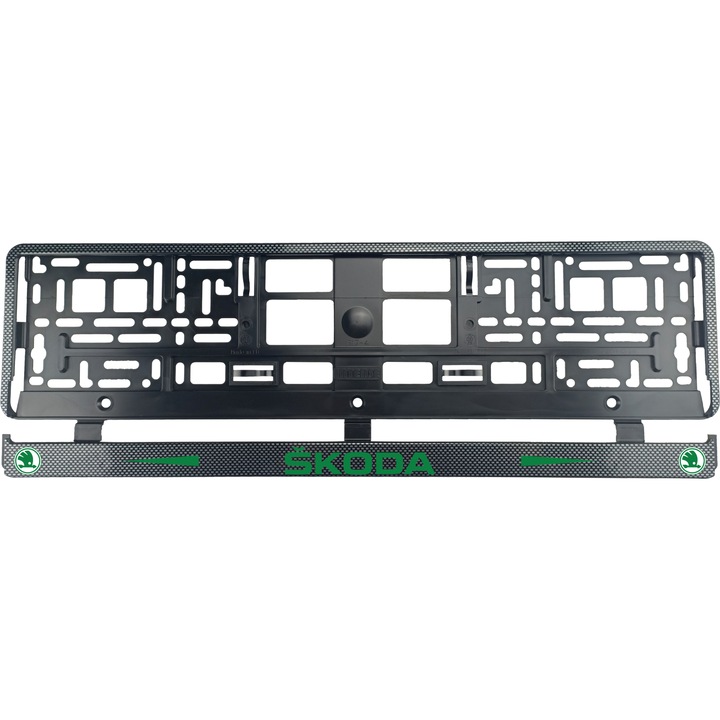 Set 2 bucati, suport numar inmatriculare Carbon, Skoda II