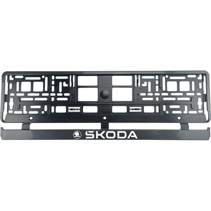 Set 2 bucati, suport numar inmatriculare Carbon, Skoda