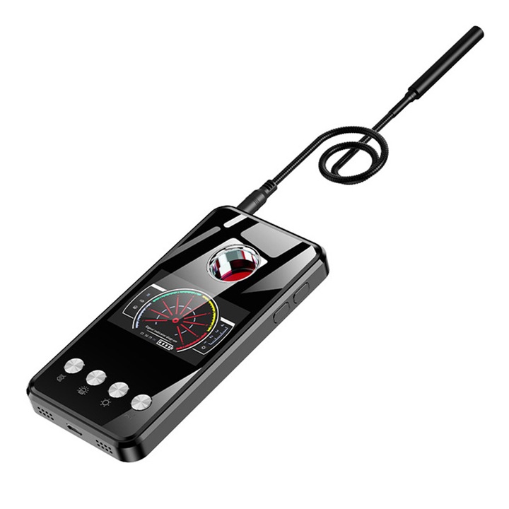 Detector profesional anti spionaj, etecteaza Camere, Microfoane, Localizatoare GPS sau GSM, mini reportofoane, semnale wi-fi si dispozitive cu frecvente 1-8.0GMHZ, sundiguer, negru