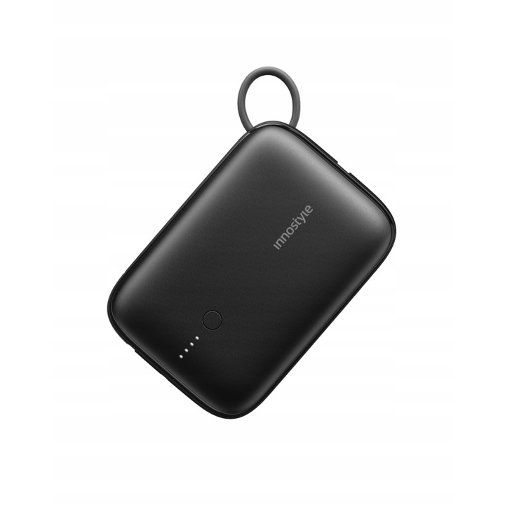 Powerbank Innostyle PowerGo Mini, 10000mAh, 22.5W, Ultra-portabil, cu Cablu USB-C Integrat, Negru