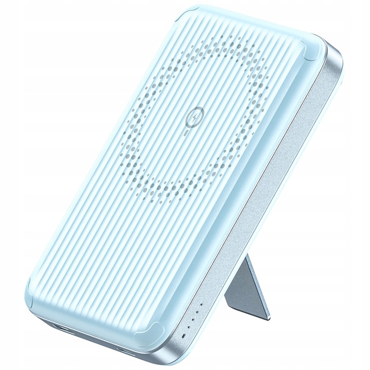 Powerbank Innostyle® PowerSwitch 2in1, 10000mAh, compatibil cu MagSafe, suport reglabil 60°, incarcare rapida 15W, USB-C 20W, incarcare prin conexiune, ultra-subtire, superusor (210g), protectie avansata, compatibil cu iPhone 12, 13, 14, 15, 16, albastru