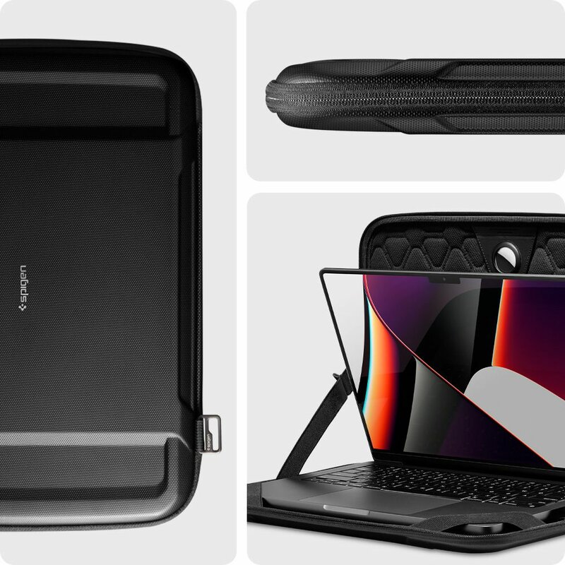 Husa de protectie pentru laptop, inchidere cu fermoar, Rugged Armor Pouch, elastic de prindere in interior, diagonala maxima laptop 14", 350x250x25mm, nailon si spuma, antisoc, Negru