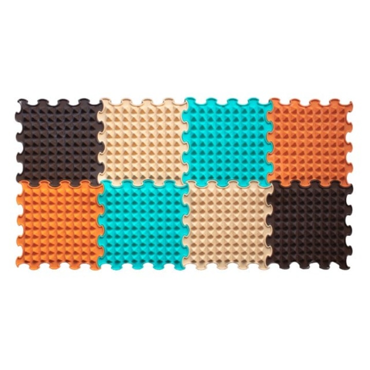 Ortopéd szőnyeg, érzékszervi, puzzle készlet, 8 részes, Little Pyramids modell, merev textúra, Többszínű