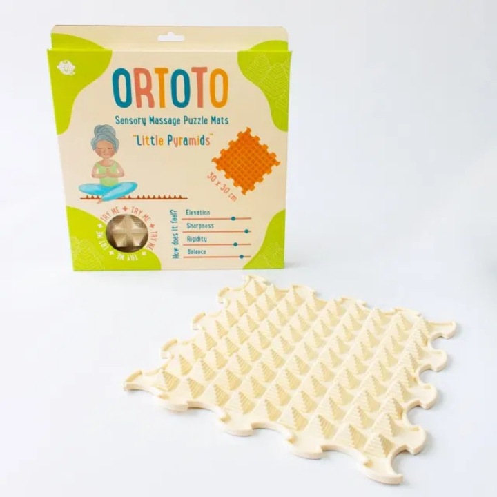 Covoras ortopedic pentru masaj, 1 piesa, model Little Pyramids, Alb Fildes