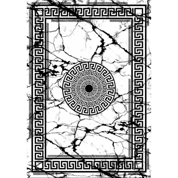 Килим, полипропилен, гръцки принт, многоцветен, 80x150 см