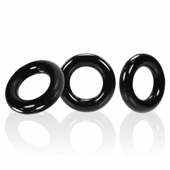 Set 3 Inele Peniene Oxballs Willy Rings, FlexTPR, Negru, 3.2x0.6cm