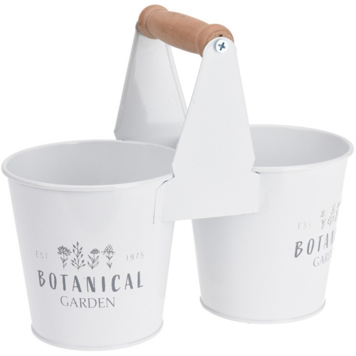 Ghivece de bucatarie pentru plante aromatice Botanical, maner din lemn - alb
