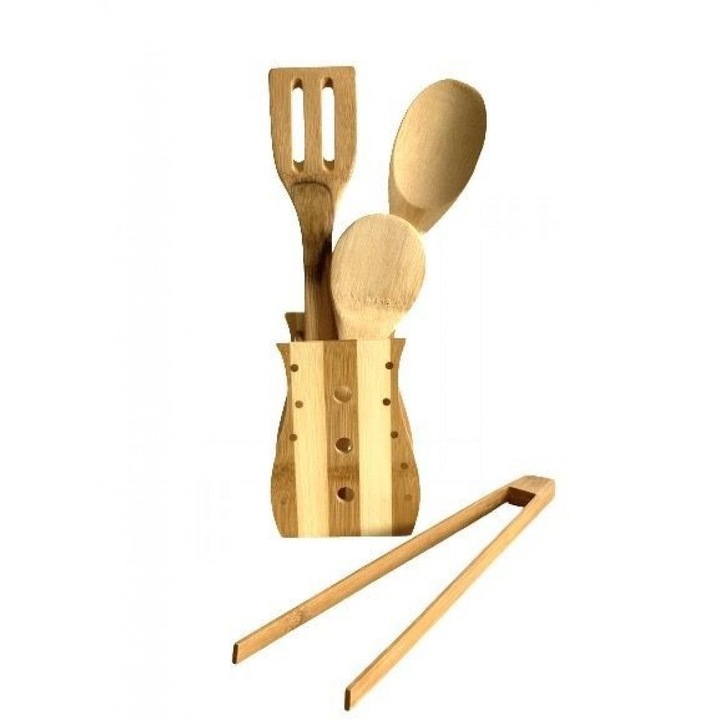 Set 2 linguri, 1 paleta, 1 cleste, lemn