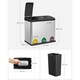 SONGMICS Cos de gunoi din inox cu 3 compartimente colectare selectiva, cu galeti interioare, 3x8litri, argintiu si negru
