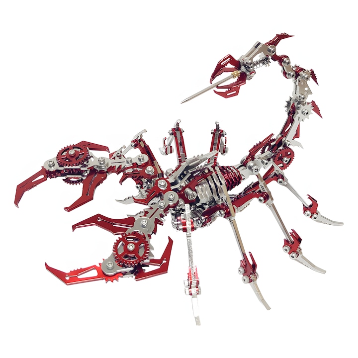 3D механичен пъзел, HAWIRE DJD-009, DYI модел скорпион, Металик, 420 части, 18X17X11cm, Червен