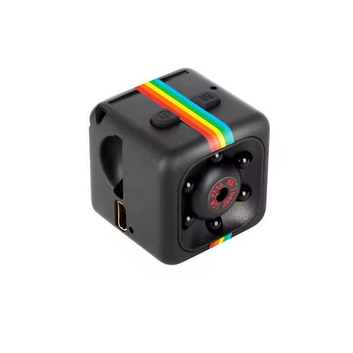 Шпионска камера mini SQ11 със стойка, FHD 1080p, Audio Video, черна