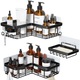 Set Raft de Dus MONDESA® cu 2 Etajere Colt plus o Sapuniera pentru Baie, din Otel Inoxidabil, Organizator Baie cu Montare Usoara fara Gaurire, Design Modern, Negru, 3 piese
