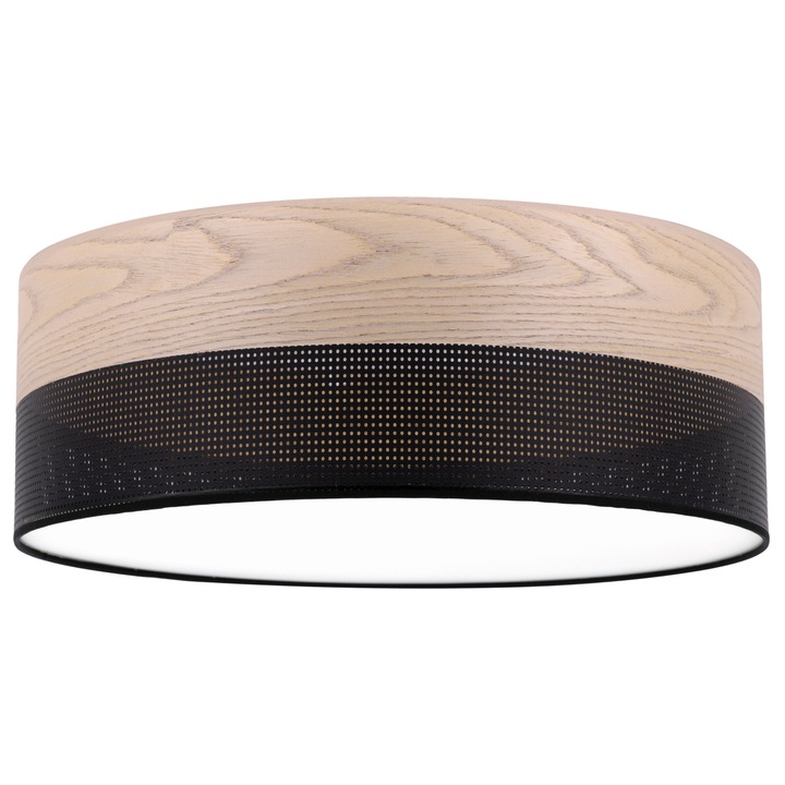 Плафон, LightHome, Wood Plexi, Черен, 40 см, Класически дъб, E27