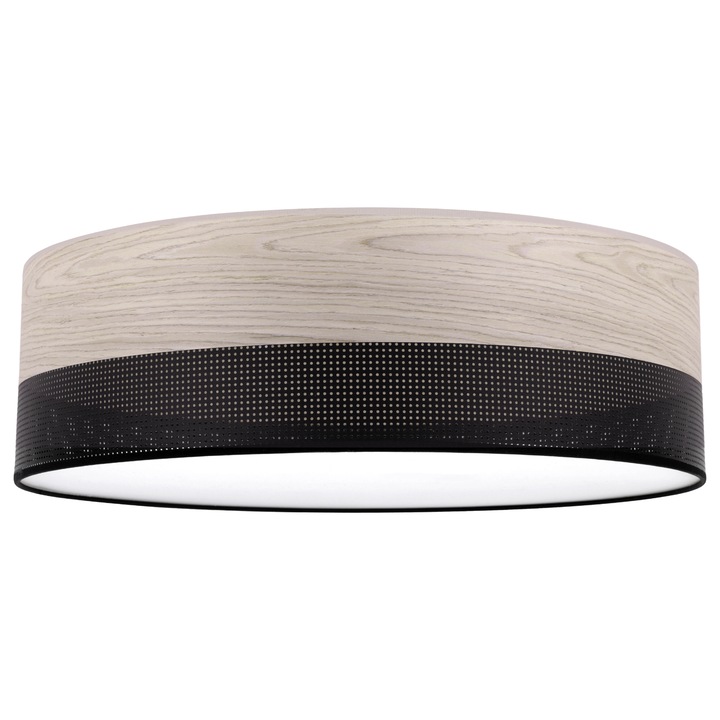 Plafoniera, LightHome, Wood Plexi, Negru, 50 cm, Stejar albit, E27