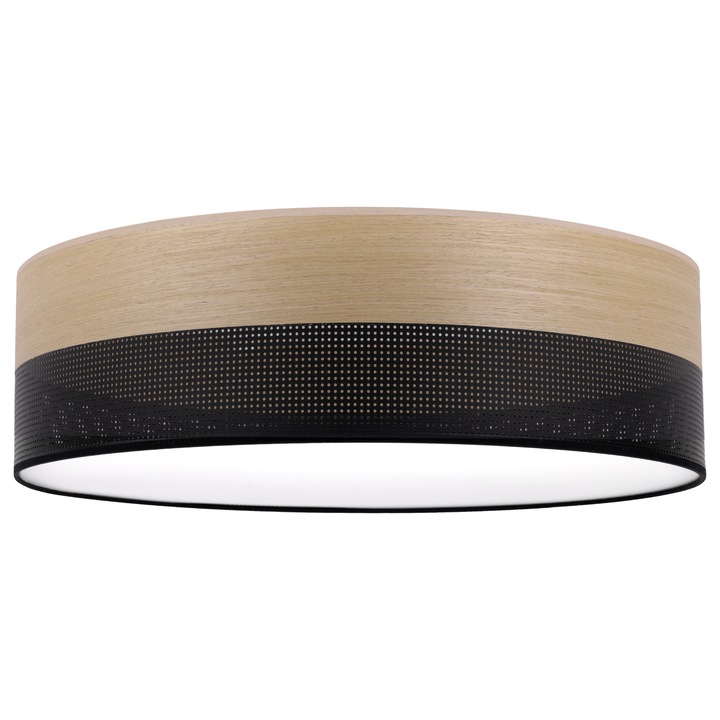 Плафон, LightHome, Wood Plexi, Черен, 50 см, Златен дъб, E27