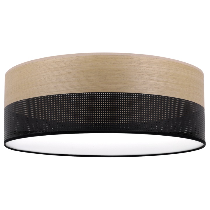 Плафон, LightHome, Wood Plexi, Черен, 40 см, Златист дъб, E27