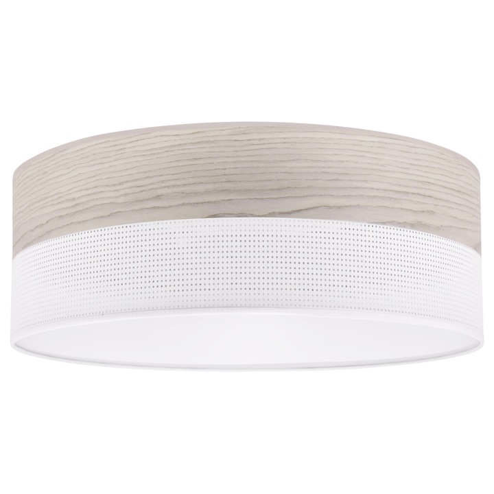Плафон, LightHome, Wood Plexi, Бял, 40 см, Избелен дъб, E27