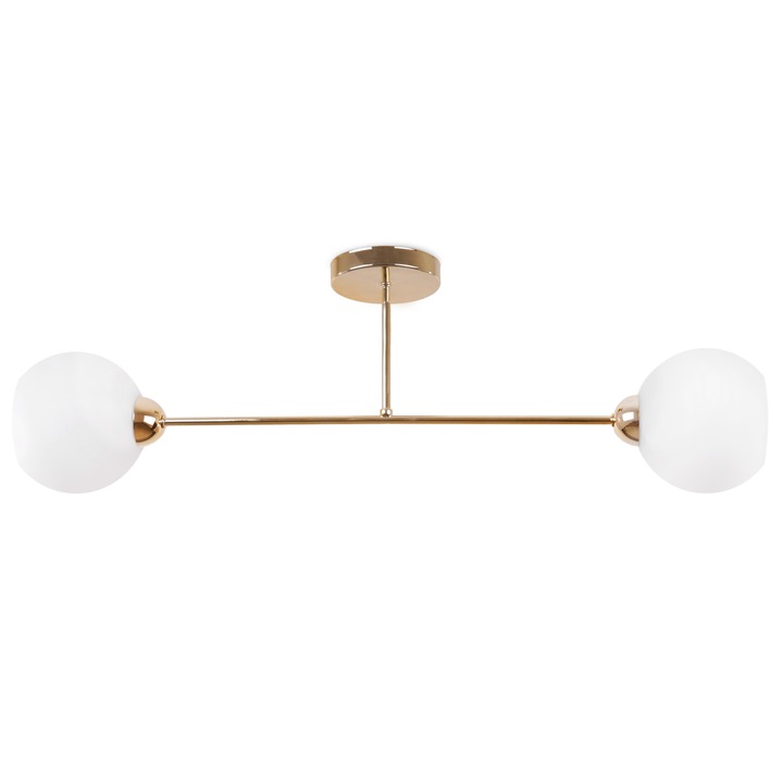 Плафон, LightHome, Asturia, 2 светлинни точки, E27, златист/бял