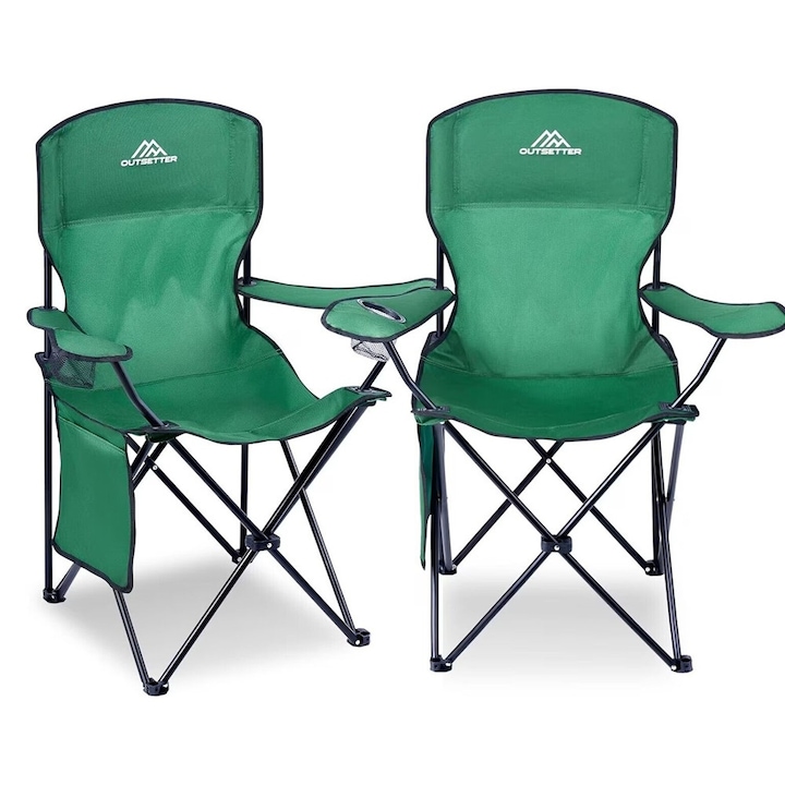 Set doua scaune camping / pescuit, pliabile, verde, 96 x 54 x 86 cm, Vivo AC03