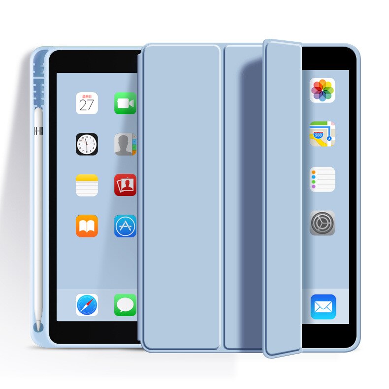 Husa tableta de protectie, Compatibila Apple iPad 10.9 inch 2022, REDKID®, Husa suport pentru creion, Skyblue
