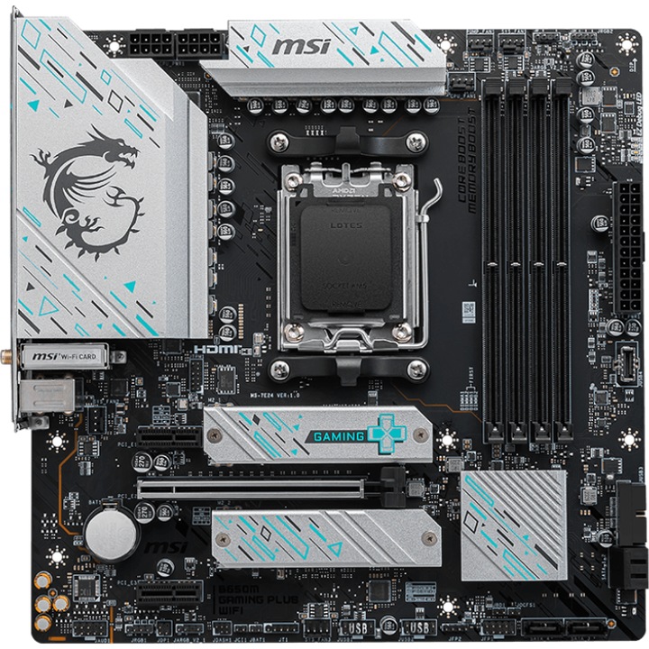 Placa de baza MSI B650M GAMING PLUS WIFI, Socket AM5, DDR5, BT, Micro ATX