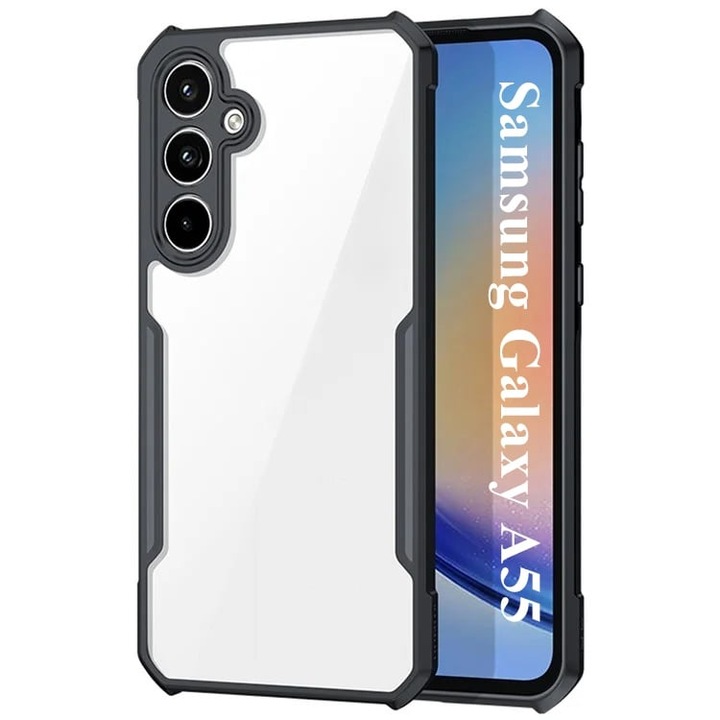 Husa pentru Samsung Galaxy A55 5G, anti soc, Skyddar StealthArmor - Negru