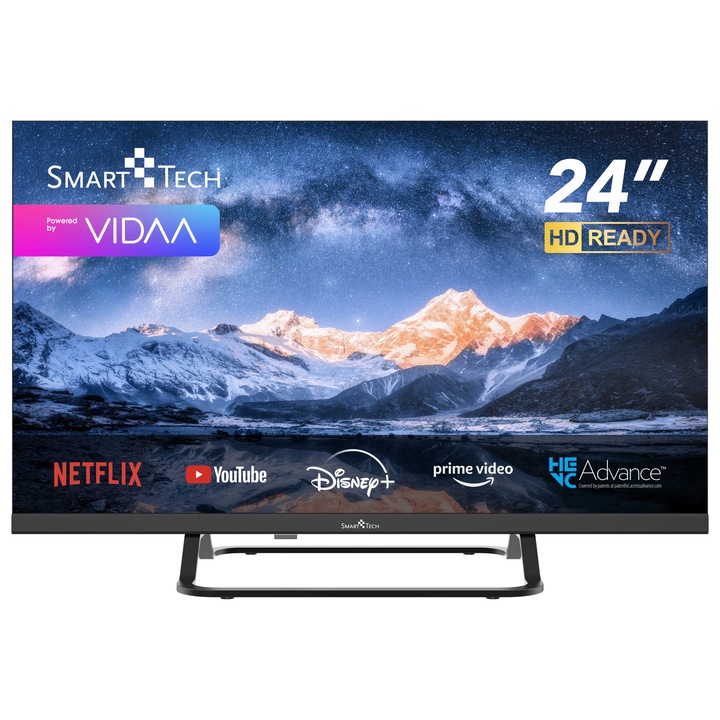 Smart Tech 24HV02V, LED VIDAA Smart TV 24" (60 cm), HD, 1G/4G, Dolby Audio, 2T2R Wi-Fi, Netflix, YouTube, Prime Video