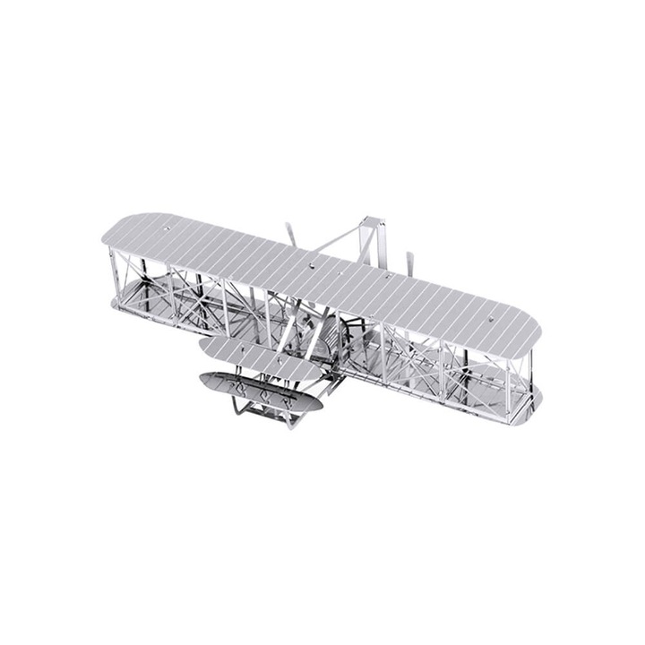 Set Montaj Avion, Fascinations, Wright Flyer, 3D Metal, argintiu