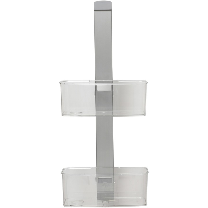 Етажерка за баня Aquasanit Essential, Окачена, За душ кабина/параван, 2 рафта 11 см, Без пробиване, Алуминий и пластмаса