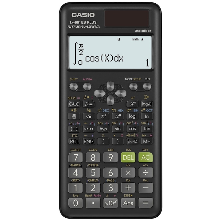 Научен калкулатор, Casio FX-991ES Plus 2ND Edition, слънчева батерия, 77x162x11mm