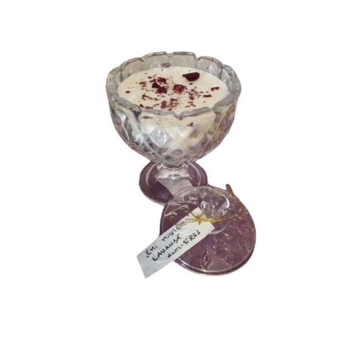 Természetes illatú gyertya szójaviaszból levendula aromával, 100 g, fehér, 24 órás égési idő