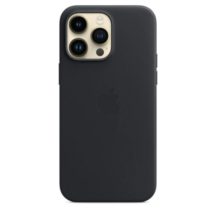 Кейс с MagSafe за iPhone 14 Pro, Кожен - Цвят Черен