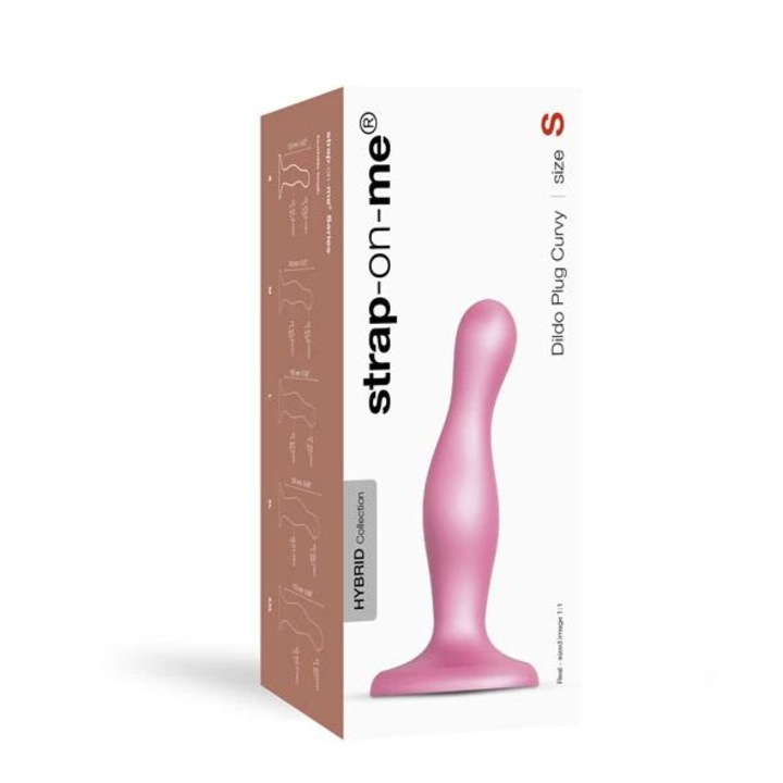 Дилдо Plug Curvy STRAP-ON-ME, Силикон, стимулация на G-точката, Розов, 12,5x3,7 см