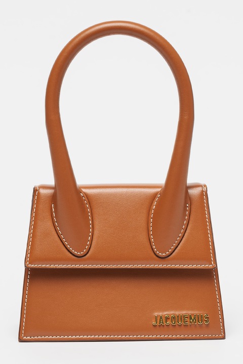 JACQUEMUS, Кожена чанта с метално лого, Карамел