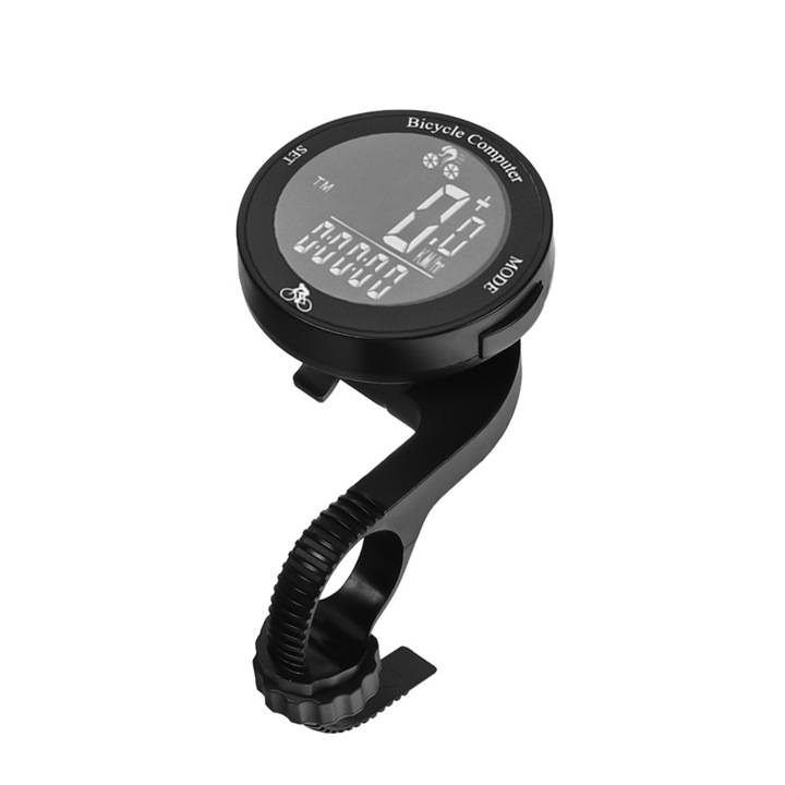 Ciclocomputer wireless, iluminare din spate, rezistent la apa, ecran LCD 60mm, negru