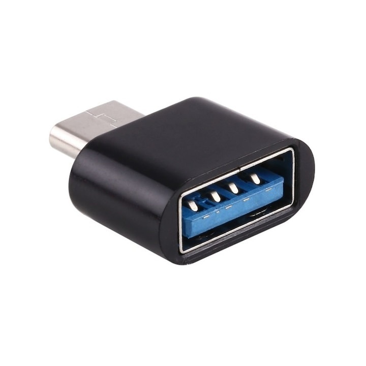 OTG adapter, adatátvitel, csatlakozás, töltés, USB 2.0 és USB-C csatlakozók, fekete, Dactylion®