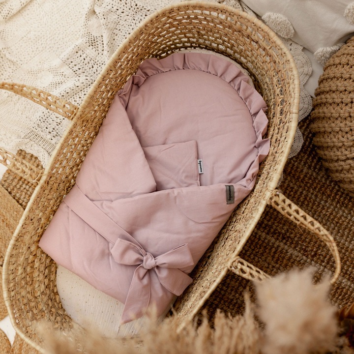 Бебешко одеяло Muminky, розово, 75x75 см, 100% памук, с цепки и антиалергичен пълнеж