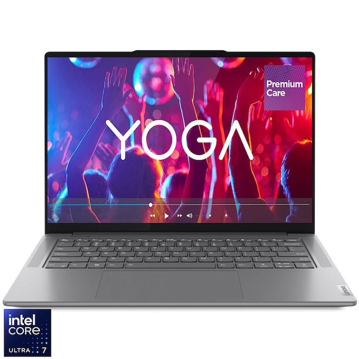 Лаптоп Lenovo Yoga Pro 7 14IMH9 с процесор Intel® Core™ Ultra 7 155H до 4.8GHz, 14.5", 2.8K, OLED, 120Hz, 32GB LPDDR5x, 1TB SSD, NVIDIA® GeForce RTX™ 4050 6GB GDDR6, No OS, Luna Gray